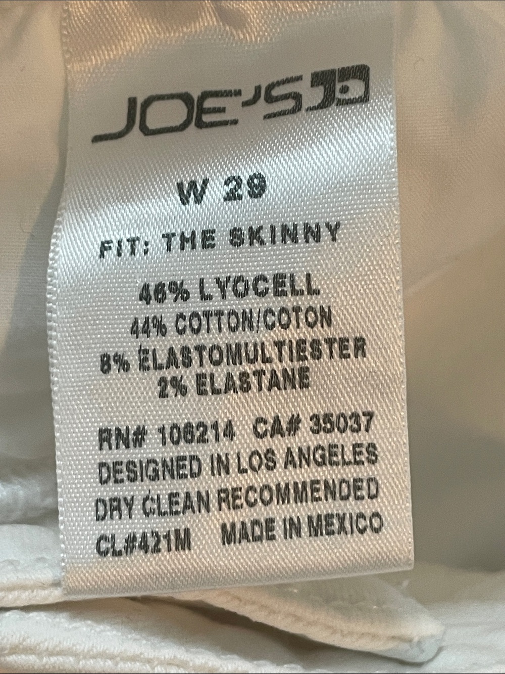 Joe's Jeans White‎ Skinny Jean * Size 29 * The Skinny Jeans - Picture 8 of 9